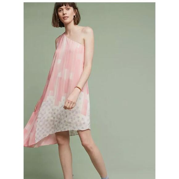 Anthropologie Maeve Avalonne Silk One Shoulder Dress - Picture 1 of 8